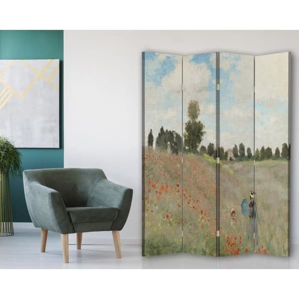 Legendarte - Skärm - Skiljevägg med recto / verso tryck Le Champ Des Coquelicots - Claude Monet cm. 145x170 (4x)