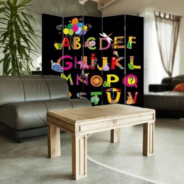 Legendarte - Skärm - Skiljevägg med dubbelsidigt tryck Party Time Alphabet cm. 180x170 (5x)