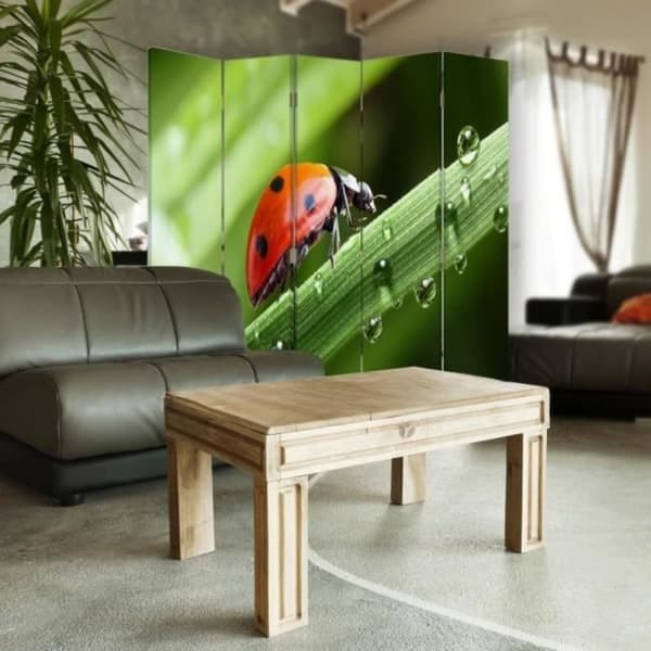 Legendarte - Skärm - Skiljevägg med tryck på båda sidor Nyckelpiga cm. 180x170 (5x)