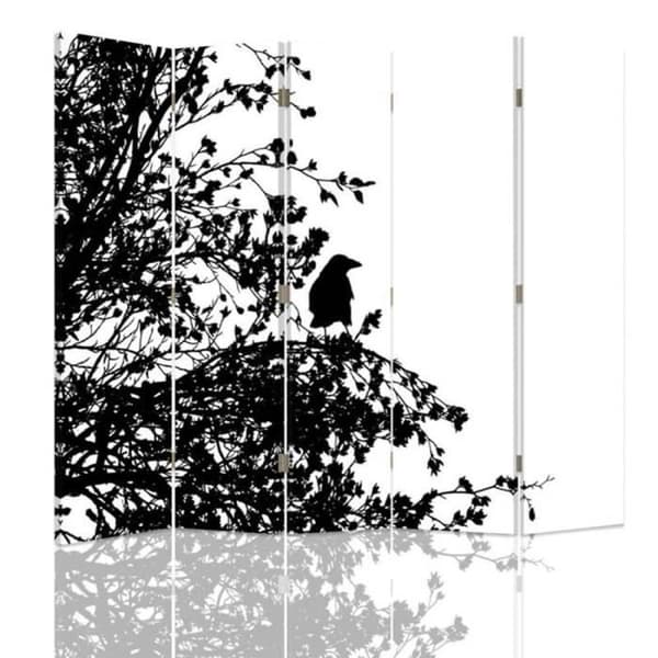 Legendarte - Skärm - Skiljevägg med Front / Back Print Forest Silhouette cm. 180x170 (5x)