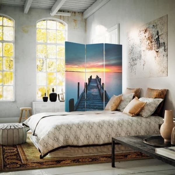Legendarte - Skärm - Skiljevägg med tryck fram/bak Sunset Pier cm. 110x150 (3x)