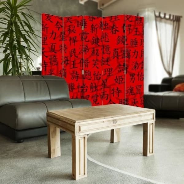 Legendarte - Skärm - Skiljevägg med dubbelsidigt tryck kinesiskt tecken cm. 180x170 (5x)