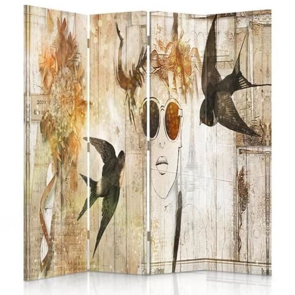 Legendarte - Skärm - Skiljevägg med fram-/baktryck Parisian Boho cm. 145x170 (4x)