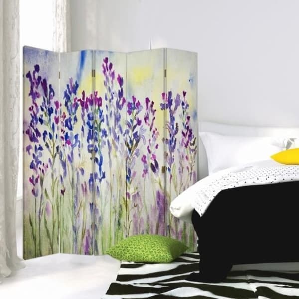 Legendarte - Skärm - Skiljevägg med tryck fram/bak Lavendel Akvarell cm. 180x170 (5x)