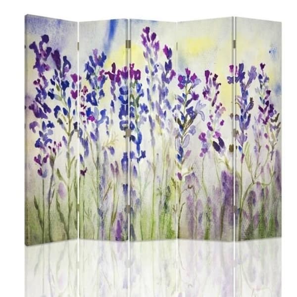 Legendarte - Skärm - Skiljevägg med tryck fram/bak Lavendel Akvarell cm. 180x170 (5x)
