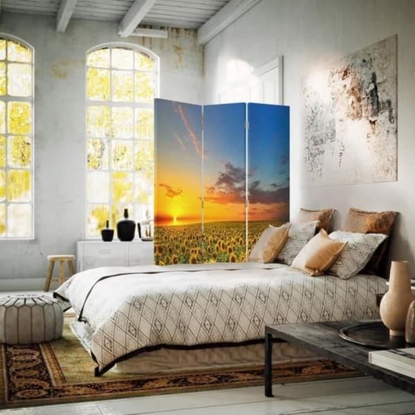 Legendarte - Skärm - Skiljevägg med fram-/baktryck Sunflower Sunset cm. 110x150 (3x)
