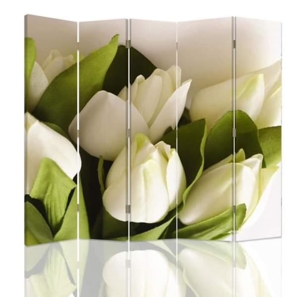 Legendarte - Skärm - Skiljevägg med dubbelsidigt tryck Vit Blomma cm. 180x170 (5x)