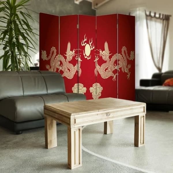 Legendarte - Skärm - Skiljevägg med dubbelsidigt tryck Chinese Dragon cm. 180x170 (5x)
