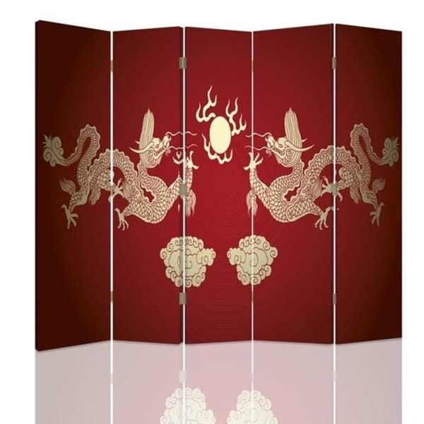 Legendarte - Skärm - Skiljevägg med dubbelsidigt tryck Chinese Dragon cm. 180x170 (5x)
