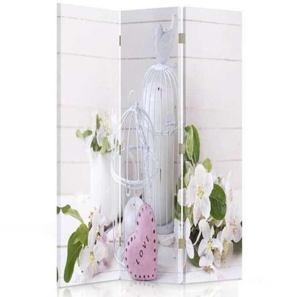 Legendarte - Skärm - Skiljevägg med dubbelsidigt tryck Vintage Birdcage cm. 110x150 (3x)