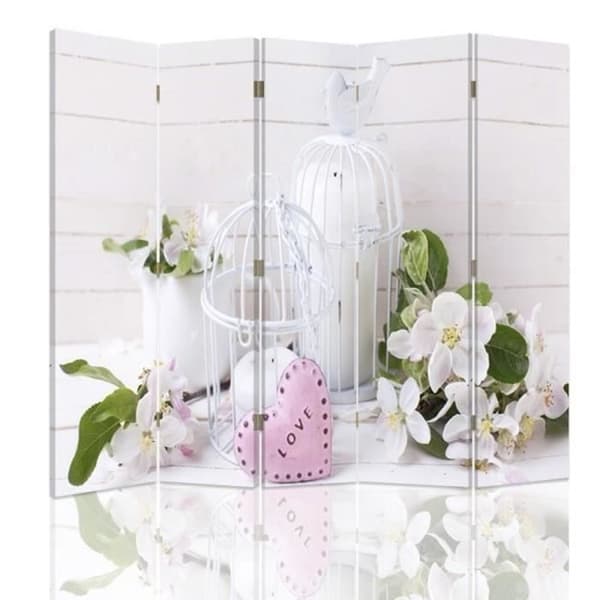 Legendarte - Skärm - Skiljevägg med dubbelsidigt tryck Vintage Birdcage cm. 180x170 (5x)