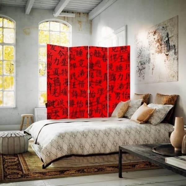 Legendarte - Skärm - Skiljevägg med dubbelsidigt tryck kinesiskt tecken cm. 145x170 (4x)