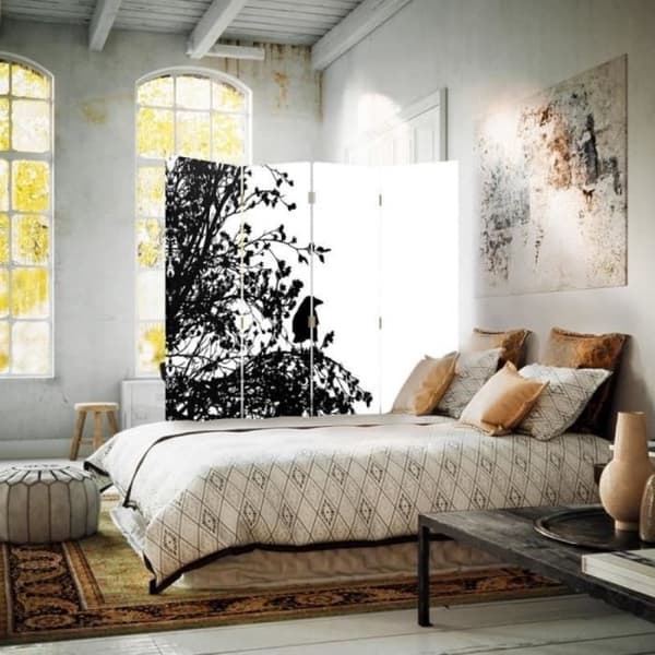 Legendarte - Skärm - Skiljevägg med Front / Back Print Forest Silhouette cm. 145x170 (4x)