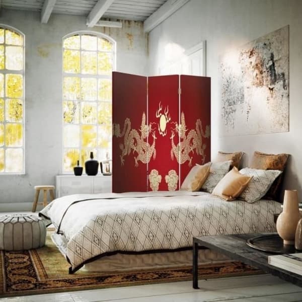 Legendarte - Skärm - Skiljevägg med dubbelsidigt tryck Chinese Dragon cm. 110x150 (3x)