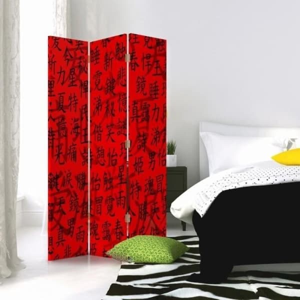 Legendarte - Skärm - Skiljevägg med dubbelsidigt tryck kinesiskt tecken cm. 110x150 (3x)