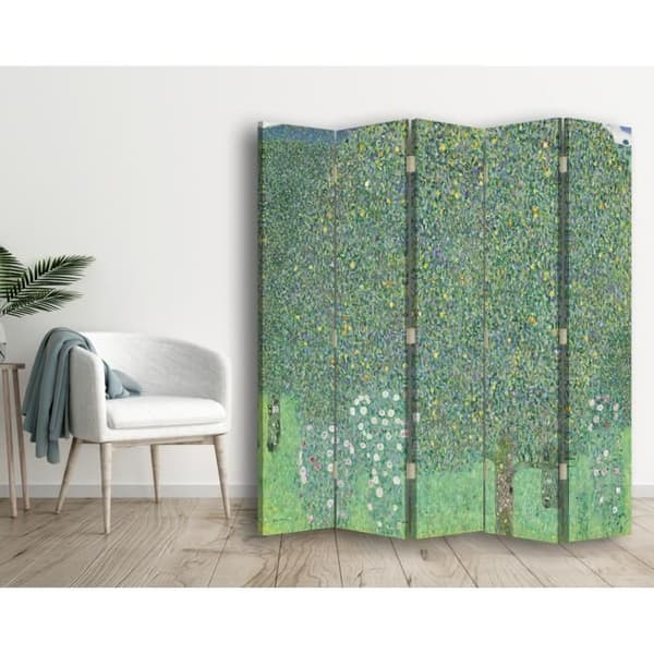 Legendarte - Skärm - Skiljevägg med dubbelsidigt tryckande rosor under träden - Gustav Klimt cm. 180x170 (5x)