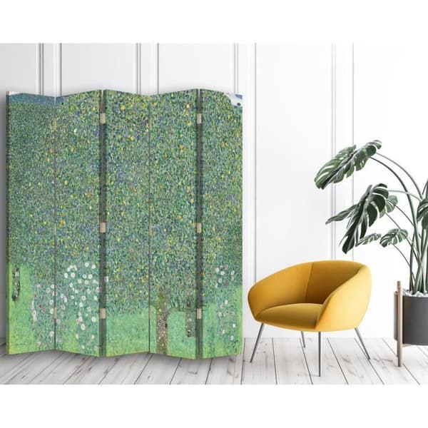 Legendarte - Skärm - Skiljevägg med dubbelsidigt tryckande rosor under träden - Gustav Klimt cm. 180x170 (5x)