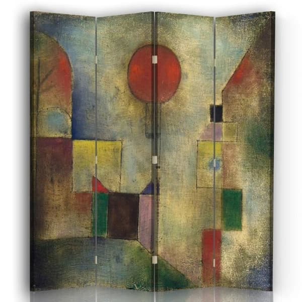 Legendarte - Skärm - Skiljevägg med dubbelsidigt tryck Röd ballong - Paul Klee cm. 145x170 (4x)