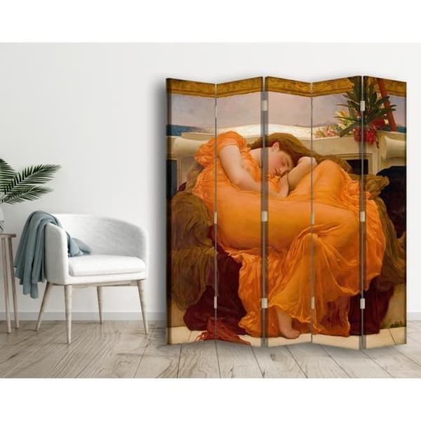Legendarte - Skärm - Skiljevägg med recto-verso tryck June Flamboyante - Frederic Leighton cm. 180x170 (5x)