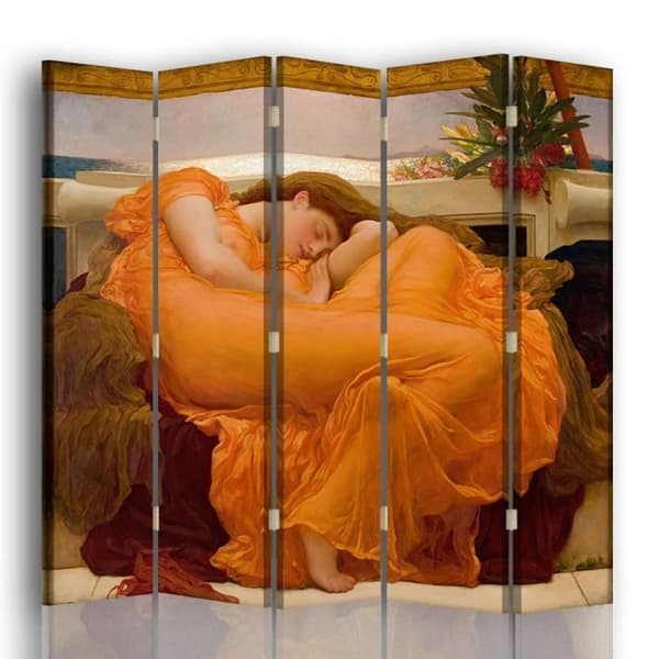 Legendarte - Skärm - Skiljevägg med recto-verso tryck June Flamboyante - Frederic Leighton cm. 180x170 (5x)
