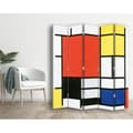 Miniatyrbild 3 av 4: Screen - Skiljevägg med recto-verso-tryck Komposition med stort rött plan... - Piet Mondrian cm. 180x170 (5x)