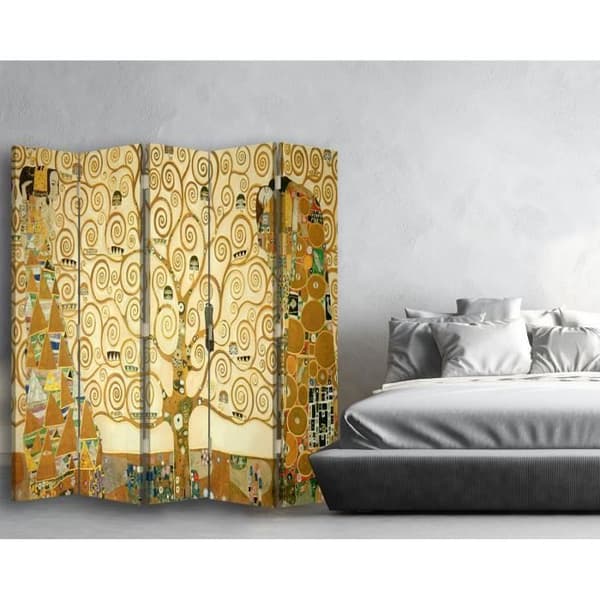 Legendarte - Skärm - Rumsavdelare med tryck fram/bak The Tree Of Life - Gustav Klimt cm. 180x170 (5x)