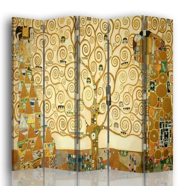Legendarte - Skärm - Rumsavdelare med tryck fram/bak The Tree Of Life - Gustav Klimt cm. 180x170 (5x)