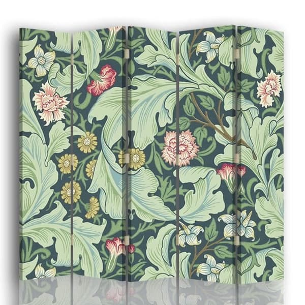 Legendarte - Skärm - Skiljevägg med dubbelsidigt tryck blommig tapet - William Morris cm. 180x170 (5x)