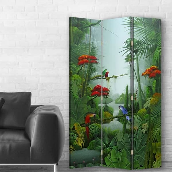Papegojskärm med bambu - Dekorativ inomhusvägg - 110x150cm