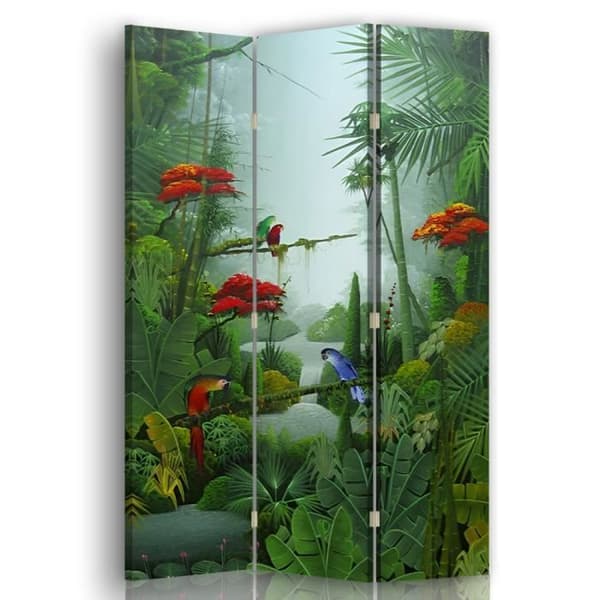 Papegojskärm med bambu - Dekorativ inomhusvägg - 110x150cm