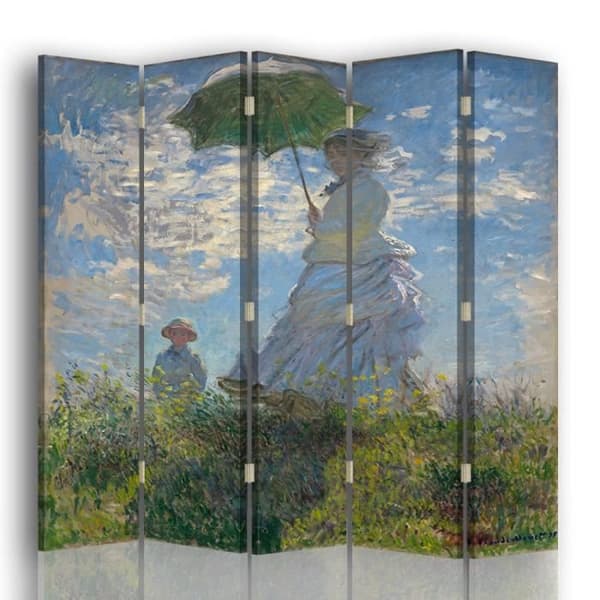 Legendarte - Skärm - Skiljevägg med tryck på båda sidor Kvinna med paraply - Claude Monet cm. 180x170 (5x)