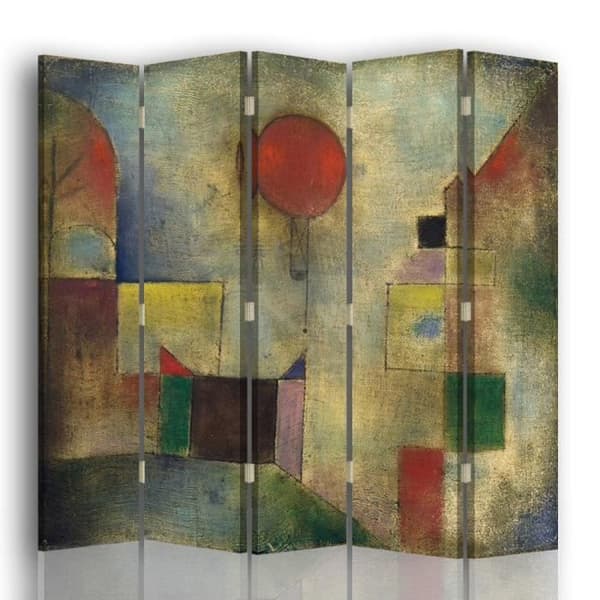 Legendarte - Skärm - Skiljevägg med dubbelsidigt tryck Röd ballong - Paul Klee cm. 180x170 (5x)