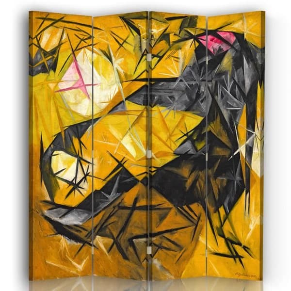 Legendarte - Skärm - Skiljevägg med dubbelsidigt tryck Katter - Natalia Goncharova cm. 145x170 (4x)