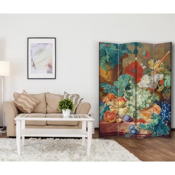 Legendarte - Skärm - Stillebensvägg med blommor och frukter - Jan van Huysum cm. 145x170 (4x)