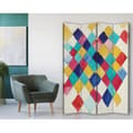 Miniatyrbild 2 av 4: Legendarte - Skärm - Skiljevägg med dubbelsidigt tryck Farbstudie mit Rauten - Wassily Kandinsky cm. 145x170 (4x)