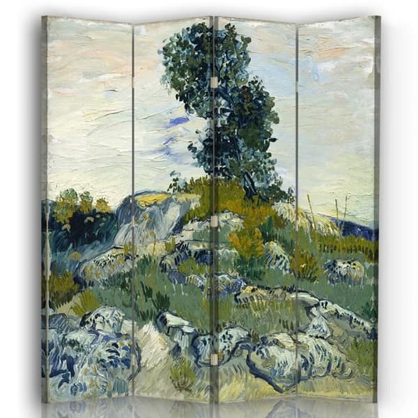 Legendarte - Skärm - Skiljevägg med dubbelsidigt tryck Rocky Hills of Oaks - Vincent Van Gogh cm. 145x170 (4x)