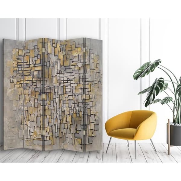 Legendarte - Screen - Skiljevägg med dubbelsidigt tryck Komposition nr II - Piet Mondrian cm. 180x170 (5x)