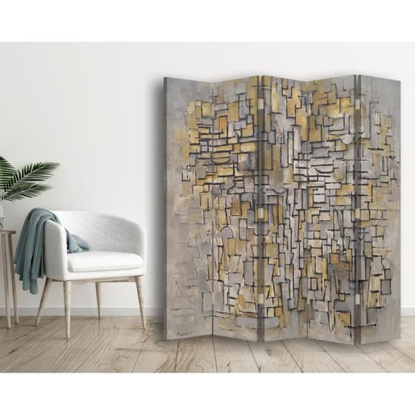Legendarte - Screen - Skiljevägg med dubbelsidigt tryck Komposition nr II - Piet Mondrian cm. 180x170 (5x)