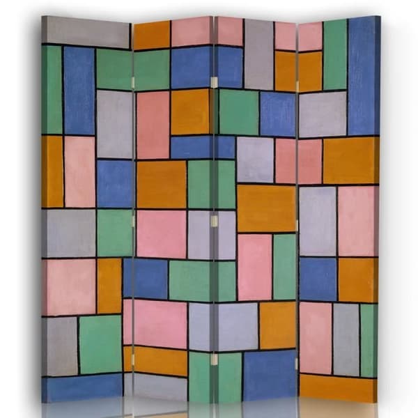 Legendarte - Screen - Skiljevägg med dubbelsidig tryckkomposition i dissonanser - Theo van Doesburg cm. 145x170 (4x)