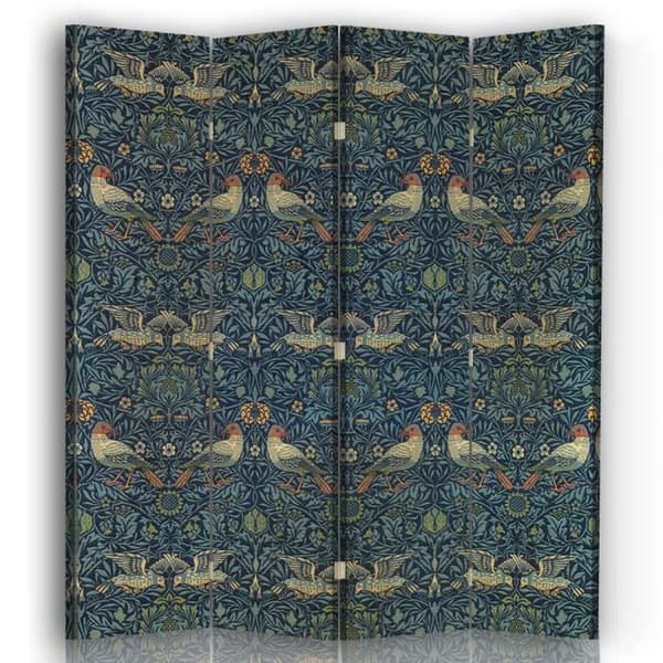 Legendarte - Skärm - Skiljevägg med dubbelsidigt tryck Fågel - William Morris cm. 145x170 (4x)