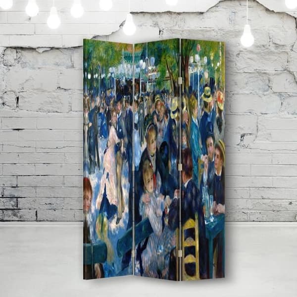 Legendarte - Skärm - Skiljevägg med recto / verso tryck Bal Du Moulin De La Galette - Pierre Auguste Renoir cm. 110x150 (3 flygningar