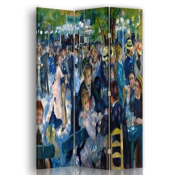 Legendarte - Skärm - Skiljevägg med recto / verso tryck Bal Du Moulin De La Galette - Pierre Auguste Renoir cm. 110x150 (3 flygningar