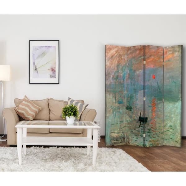 Legendarte - Skärm - Partition med dubbelsidig utskrift. Rising Sun - Claude Monet cm. 145x170 (4x)