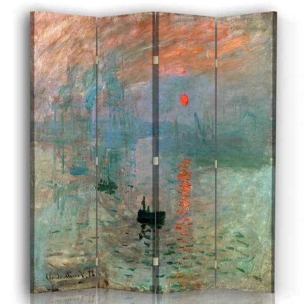 Legendarte - Skärm - Partition med dubbelsidig utskrift. Rising Sun - Claude Monet cm. 145x170 (4x)