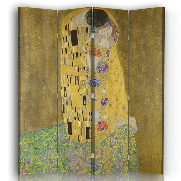 Legendarte - Skärm - Skiljevägg med recto / verso tryck Kyssen - Gustav Klimt cm. 145x170 (4x)