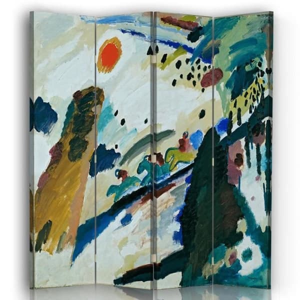 Legendarte - Skärm - Skiljevägg med fram/bak tryck Romantiskt landskap - Wassily Kandinsky cm. 145x170 (4x)