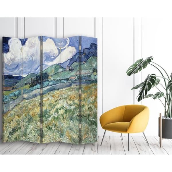 Legendarte - Skärm - Skiljevägg med fram-/baksida Print Vy över Saint-Rémy - Vincent Van Gogh cm. 180x170 (5x)