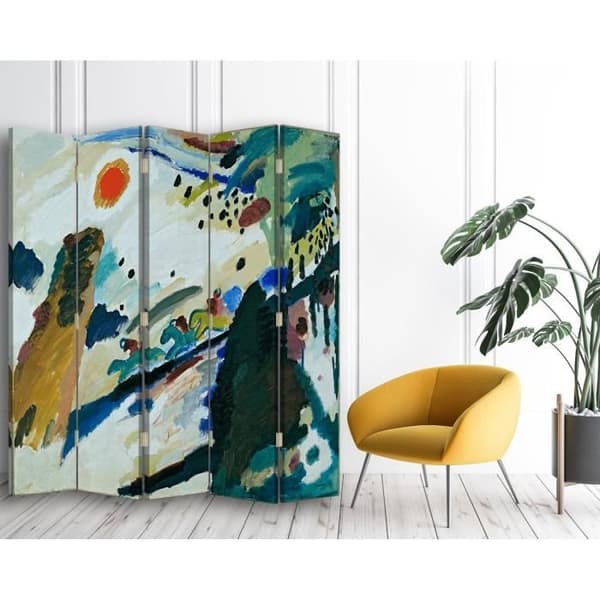 Legendarte - Skärm - Skiljevägg med fram/bak tryck Romantiskt landskap - Wassily Kandinsky cm. 180x170 (5x)