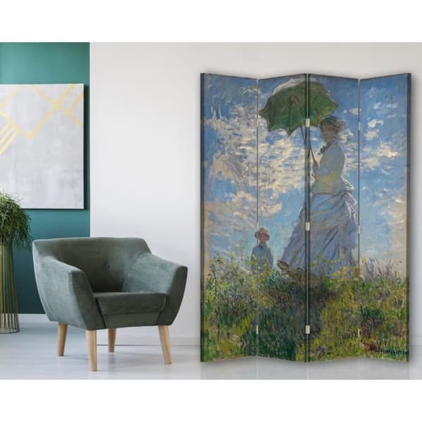 Legendarte - Skärm - Skiljevägg med tryck på båda sidor Kvinna med paraply - Claude Monet cm. 145x170 (4x)