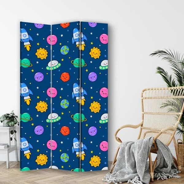 Planets Pattern Screen - Dekorativ inomhusvägg - 110x150cm